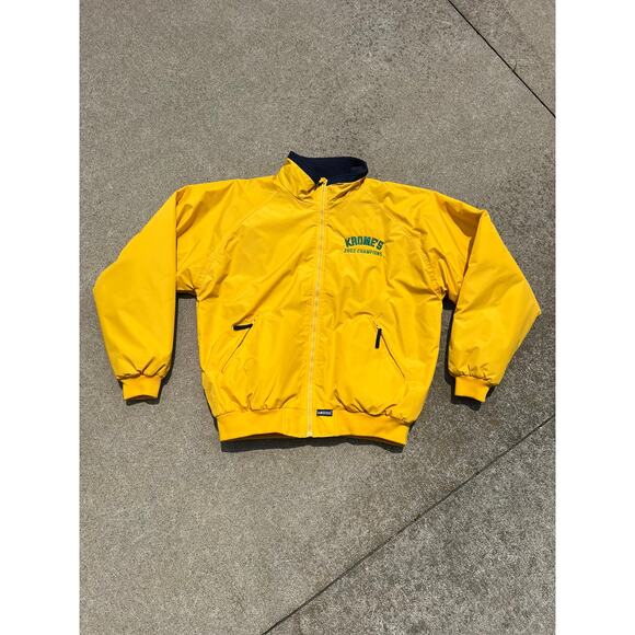 Vtg Y2K LA Loving Jacket Men Sz XL Yellow Collared Fleece Lined Full Zip Pockets - Picture 1 of 7